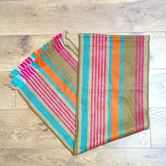 Shupaca Striped Multicolor Alpaca Blend Handmade Ecuador Soft Scarf - Picture 1 of 7